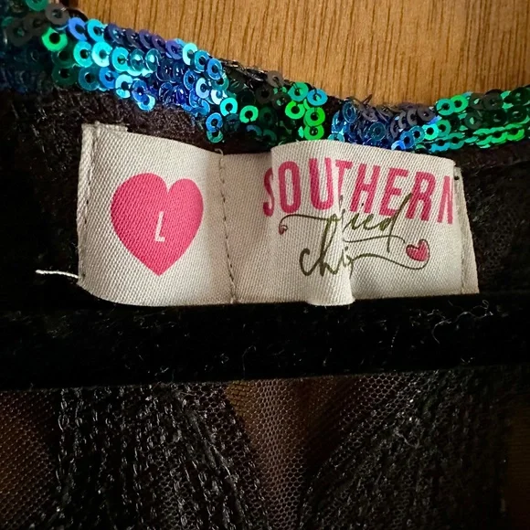 Iridescent Sequin Mesh Duster Cardigan | Size L - Picture 5 of 8